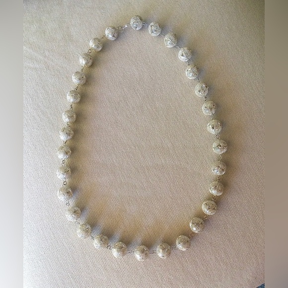 NWOT Vintage New Ultra Fine Italian Silver Filigree Bead Necklace - c 29 Grams - Picture 3 of 9